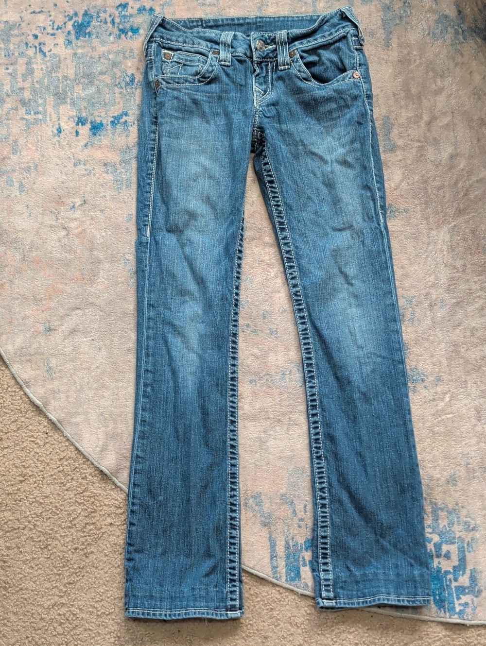 VTG True Religion Women's Blue Ultra Low-Rise Bootcut Jeans Retro Y2K Women's 25